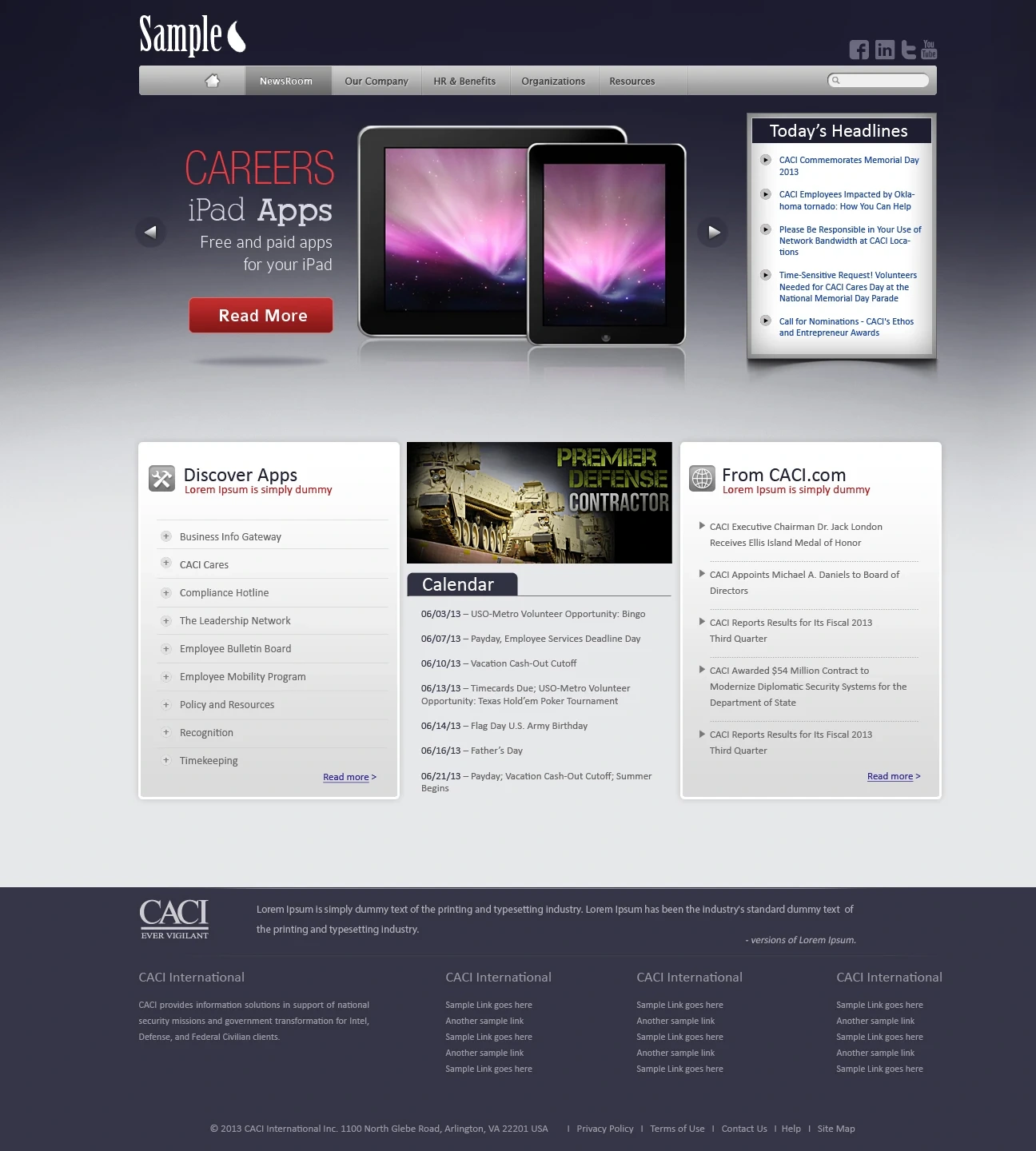 CACI Internal Portal — Portal homepage interface