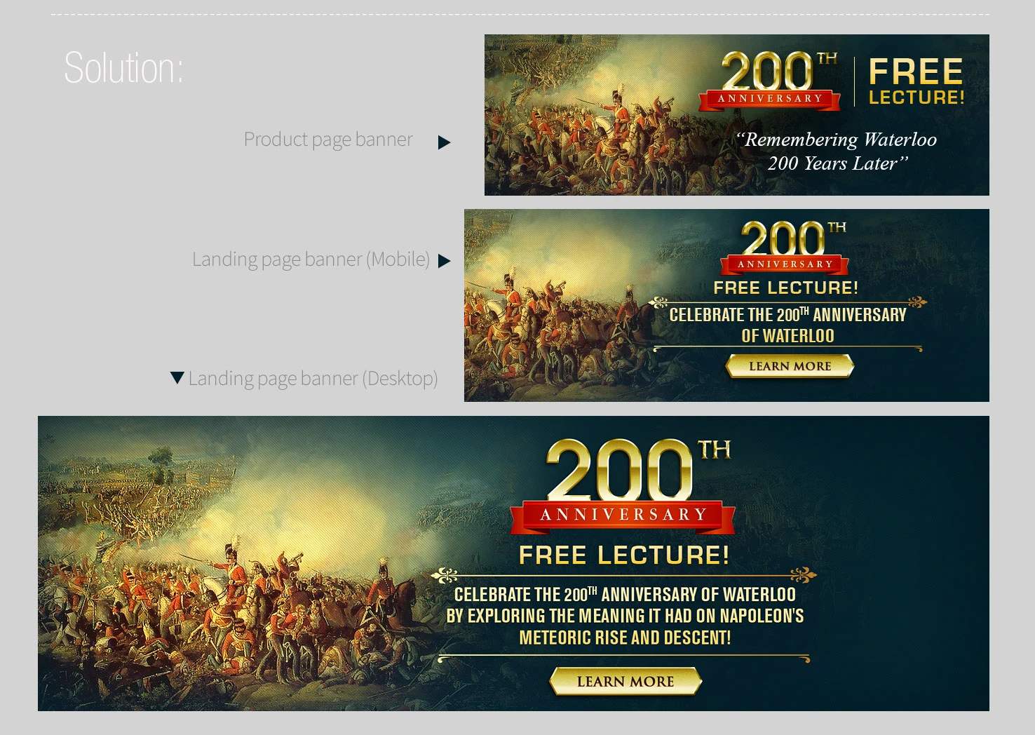 Responsive product and landing page banners