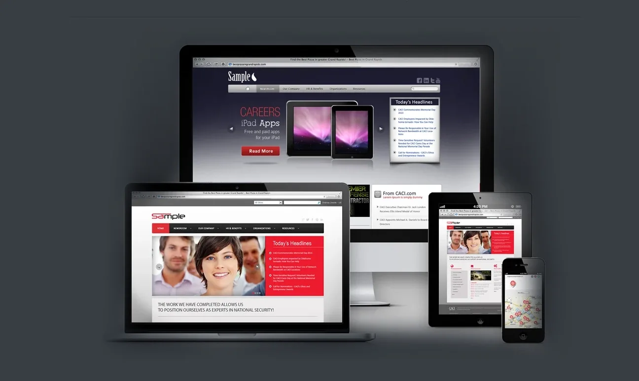CACI Internal Portal responsive interface design mockups
